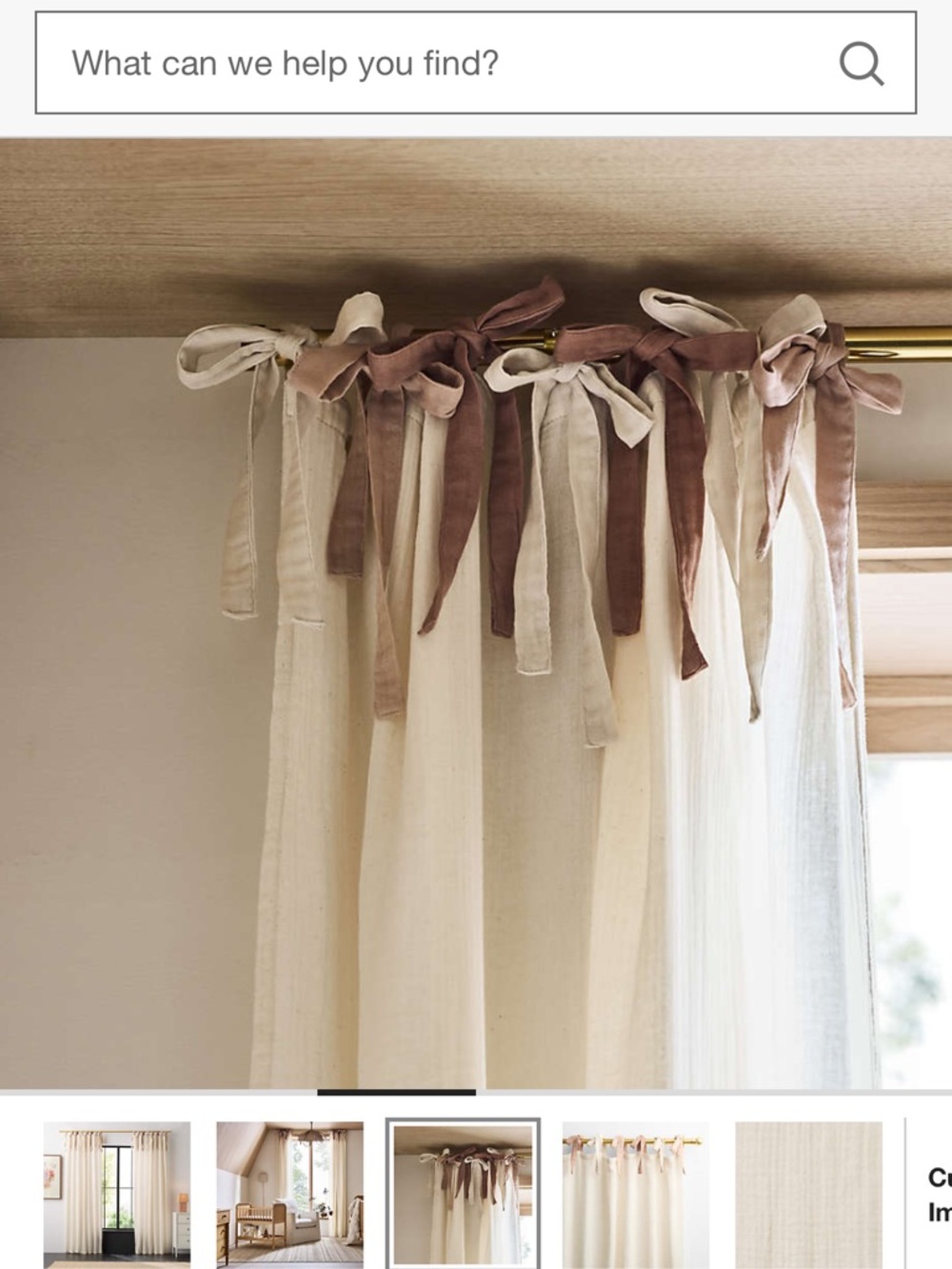 Sheer Tie-Top Curtain Panel with Velvet Bows